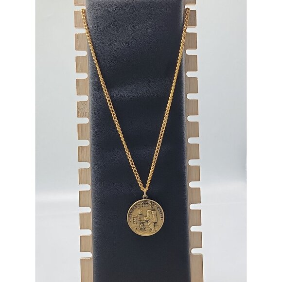 Rare Moonlanding Apollo 11 Commemorative One Small Step Pendant Necklace 22" - Picture 11 of 12